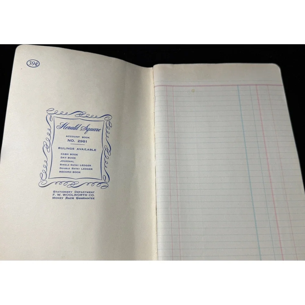 Vintage Herald Square Cash Book, No 2981 Red Woolworth Co Ledger Journal